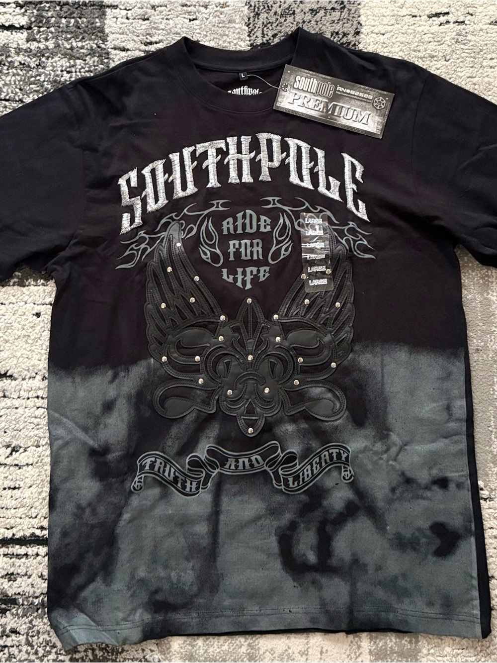 South Pole Black and Gray Graphic 'Ride For Life' Short Sleeve Tee